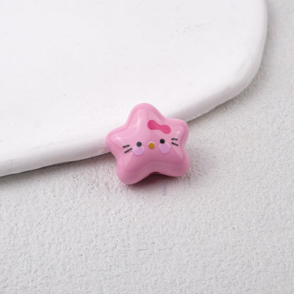 Star Acrylic Beads 20mm Glossy Hello KT Faces Colorful 20pcs 10