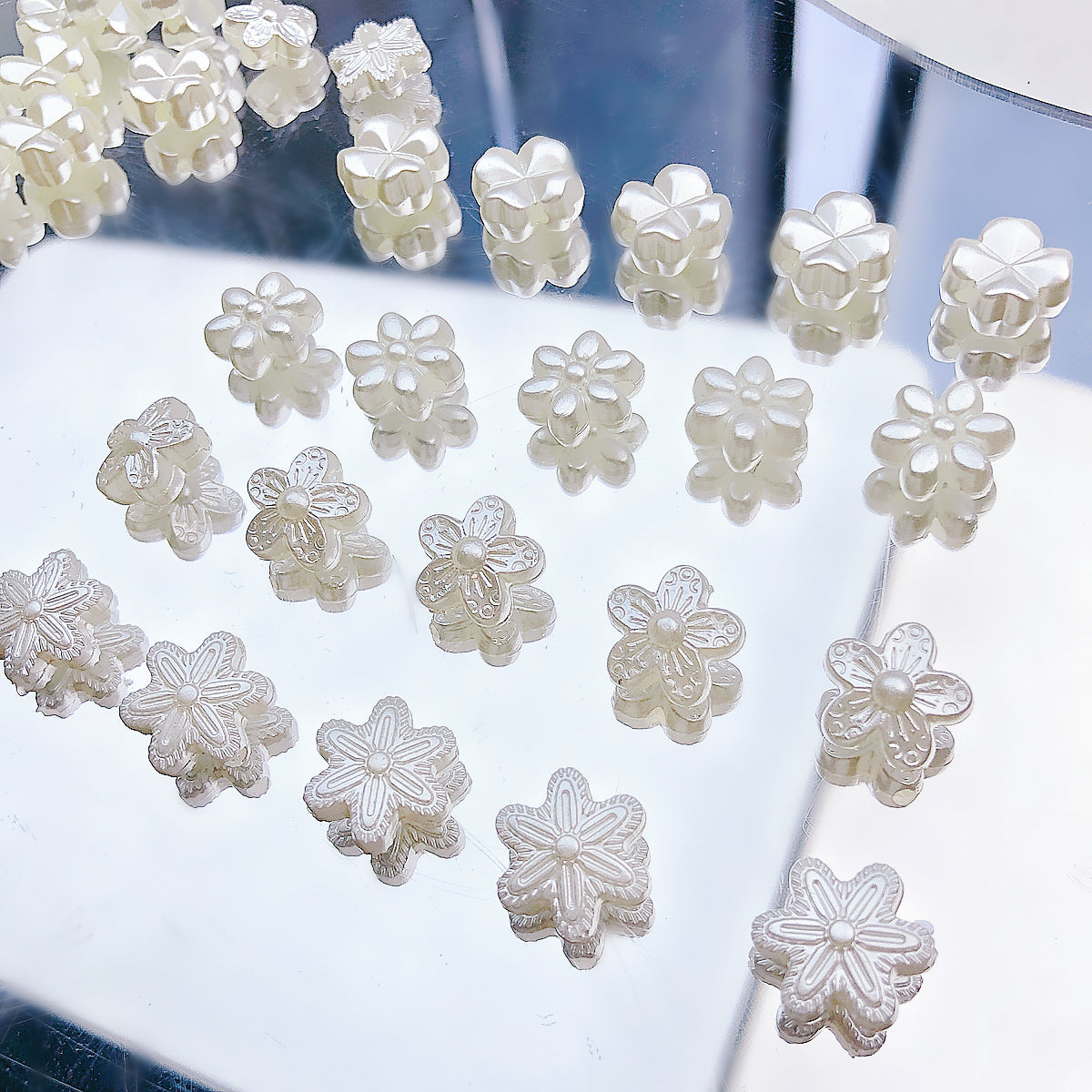 Pearl Flower Acrylic Beads 10-11mm Japanese Imitation 20pcs 3
