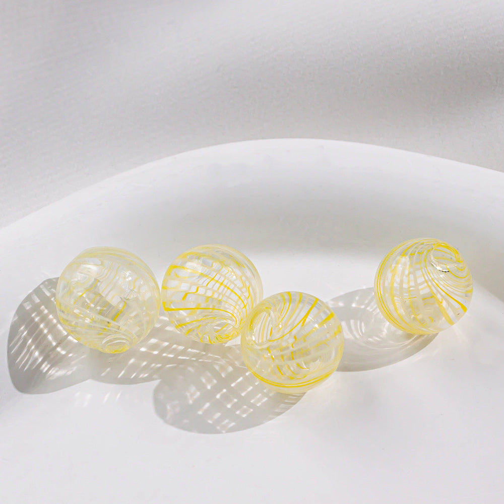 Swirl Pattern Blown Glass Beads 10-16mm Colorful Translucent 4pcs 19