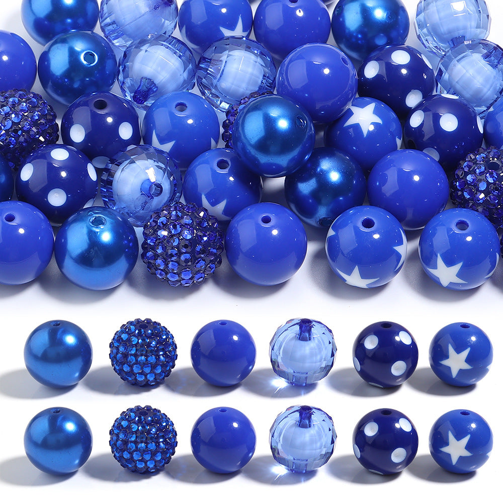 Multi-Color Bubblegum Beads 20mm Vibrant Solids Stripes Polka Dot Rhinestone 120pcs 13