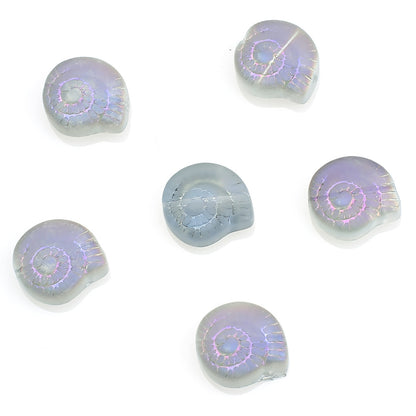 Electroplated Flat Spiral Shell Glass Beads 12mm Iridescent 30pcs 10
