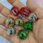 Plated Bubblegum Beads 20mm Striped Christmas Colors 50pcs