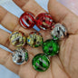 Plated Bubblegum Beads 20mm Striped Christmas Colors 50pcs