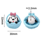 Cartoon Bamboo Basket Puppy Resin Beads 32mm 20pcs 3
