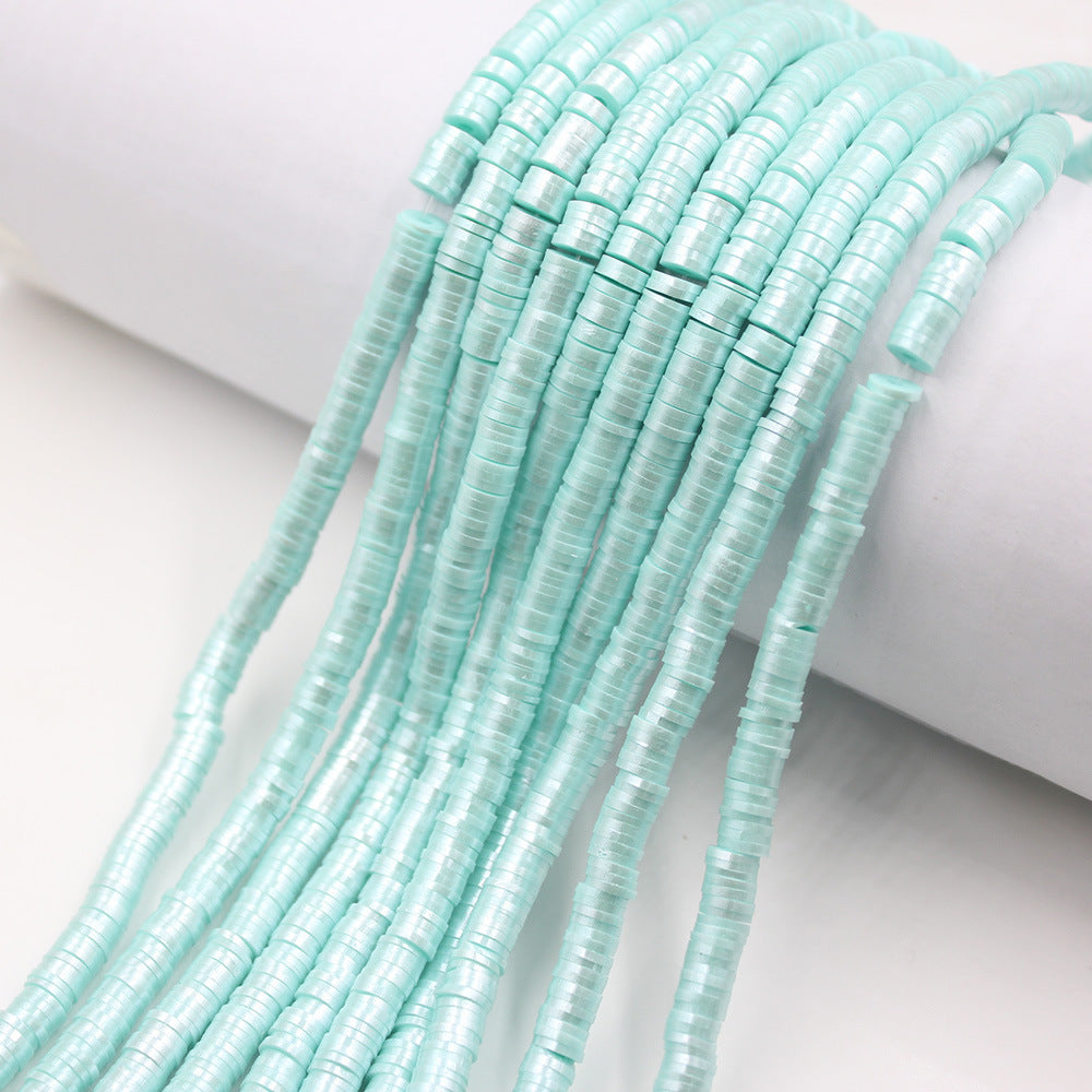 Pearly Lustre Flat Disc Clay Beads 6mm Colorful Pastel 10strands 5