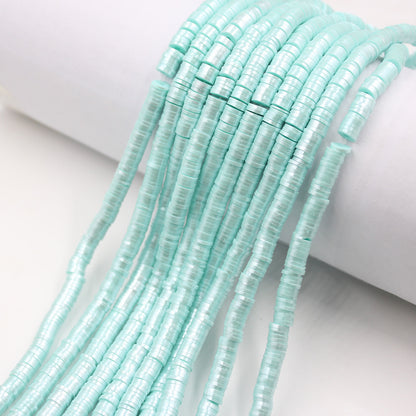 Pearly Lustre Flat Disc Clay Beads 6mm Colorful Pastel 10strands 5