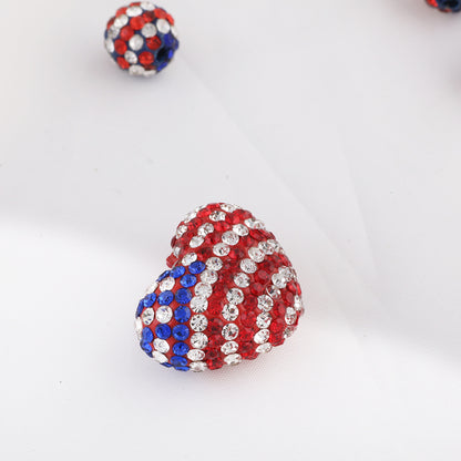 Rhinestone Heart Clay Beads 24mm Colorful Shamballa 6pcs 24