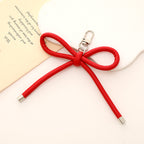 Colorful PU Leather Bow Keychain with Silver Tone Metal 3pcs 3