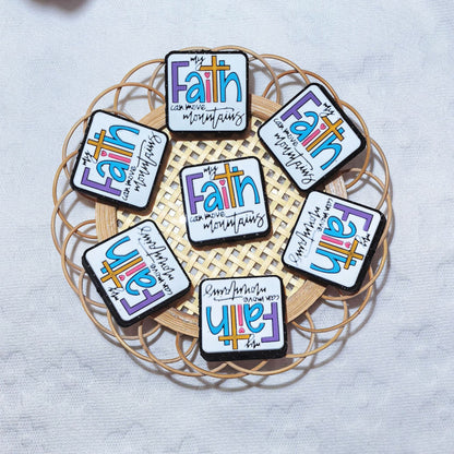Silicone Focal Beads Faith Brand Square Faith Card Design 20pcs 2