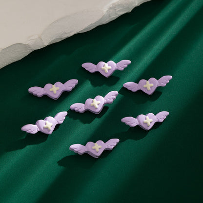 Angel Wing Metal Beads 25mm Colorful Baking Painted 10pcs 9