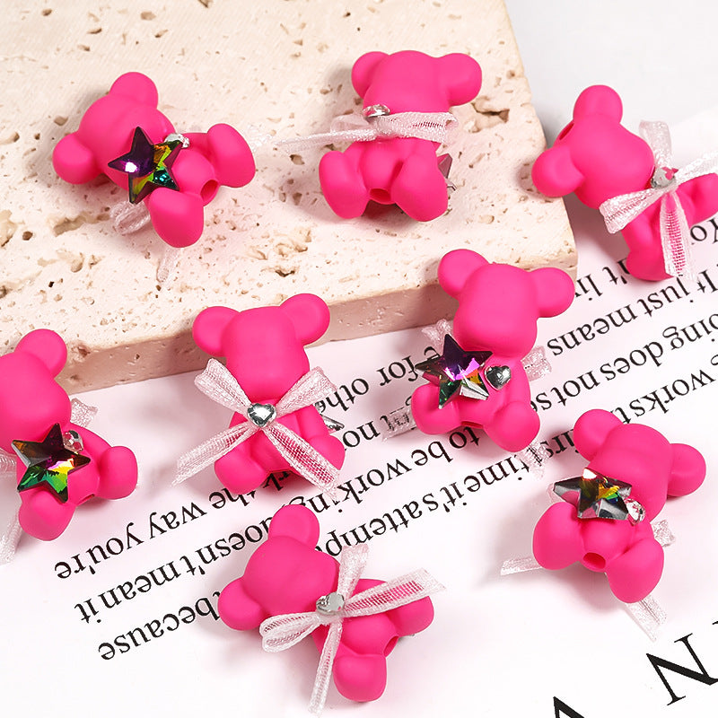 Cartoon Bear Acrylic Beads 17x24mm Pastel Colors 2pcs 5