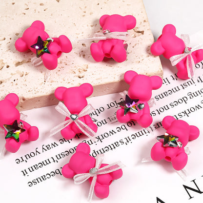 Cartoon Bear Acrylic Beads 17x24mm Pastel Colors 2pcs 5