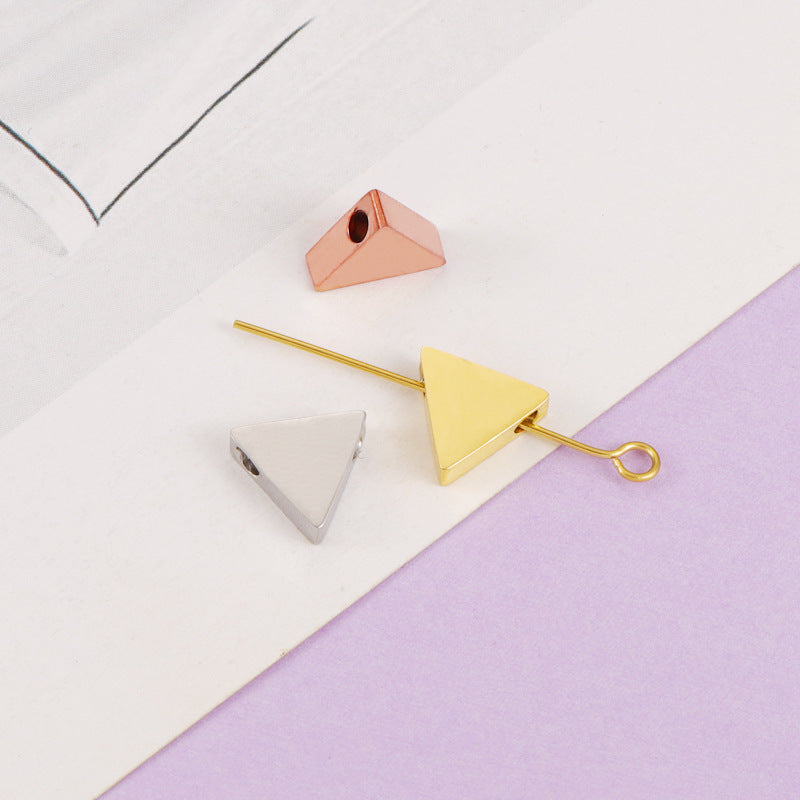 Stainless Steel Triangular Metal Beads 9mm Glossy Mirror Surface 10pcs 4