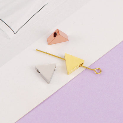 Stainless Steel Triangular Metal Beads 9mm Glossy Mirror Surface 10pcs 4
