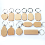 Wooden Blank Keychain Minimalist Natural Wood Shapes