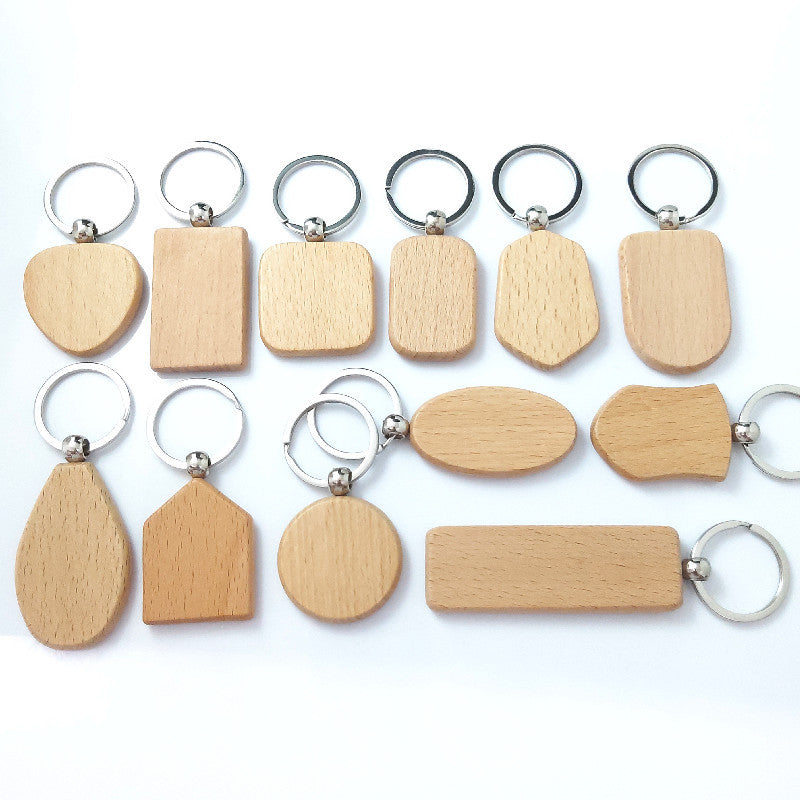 Wooden Blank Keychain Minimalist Natural Wood Shapes