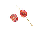 Oval Resin Rhinestone Beads 17x14mm Planet Pattern 5pcs 5