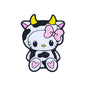Silicone Focal Beads Cow Sitting Pose Yellow Horns Pink Bow 20pcs