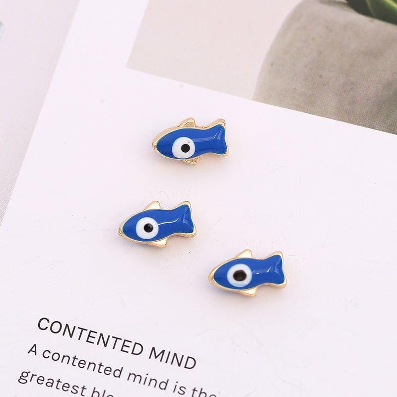Creative Ocean Little Fish Metal Beads 10mm Colorful Enamel 100pcs 2