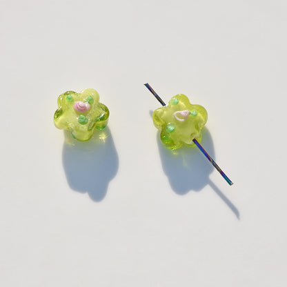 Lampwork Glass Beads Five Petal Flower Handmade Vintage 16mm 10pcs 7