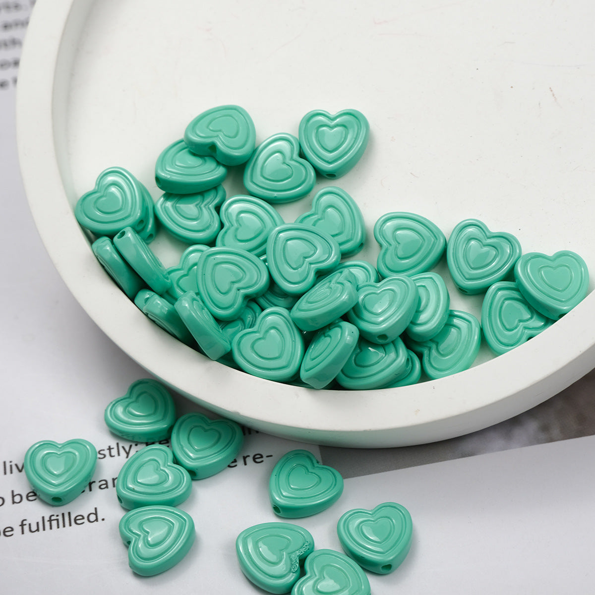 Mini Spiral Heart Acrylic Beads 11mm Colorful Mixed 50pcs 6