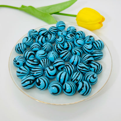 Dopamine Colored Zebra Patterned Acrylic Beads 16mm 50pcs 11