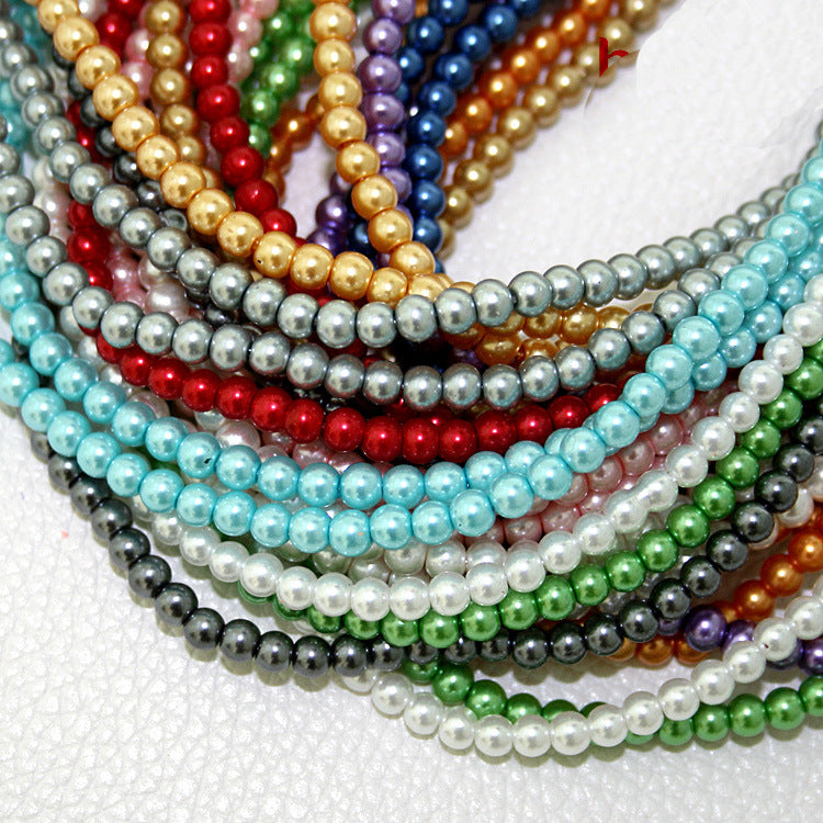 Pearl Round Glass Beads 10mm Luminous Mixed Colors 40pcs 2