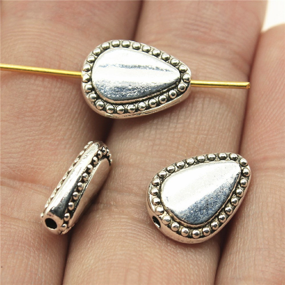 Water Drops Metal Beads 13mm Antique Silver Tone Zinc Alloy 30pcs 2