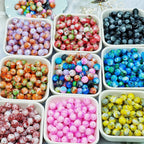 Antique Imitation Ceramic Splash Ink Round Glass Beads 10mm 100pcs 3