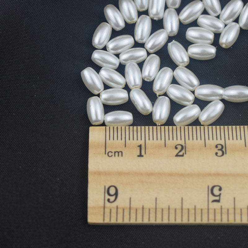 Oval Pearl Glass Beads 4x7mm 5x7mm 6x8mm Creamy Sheen Imitation 4