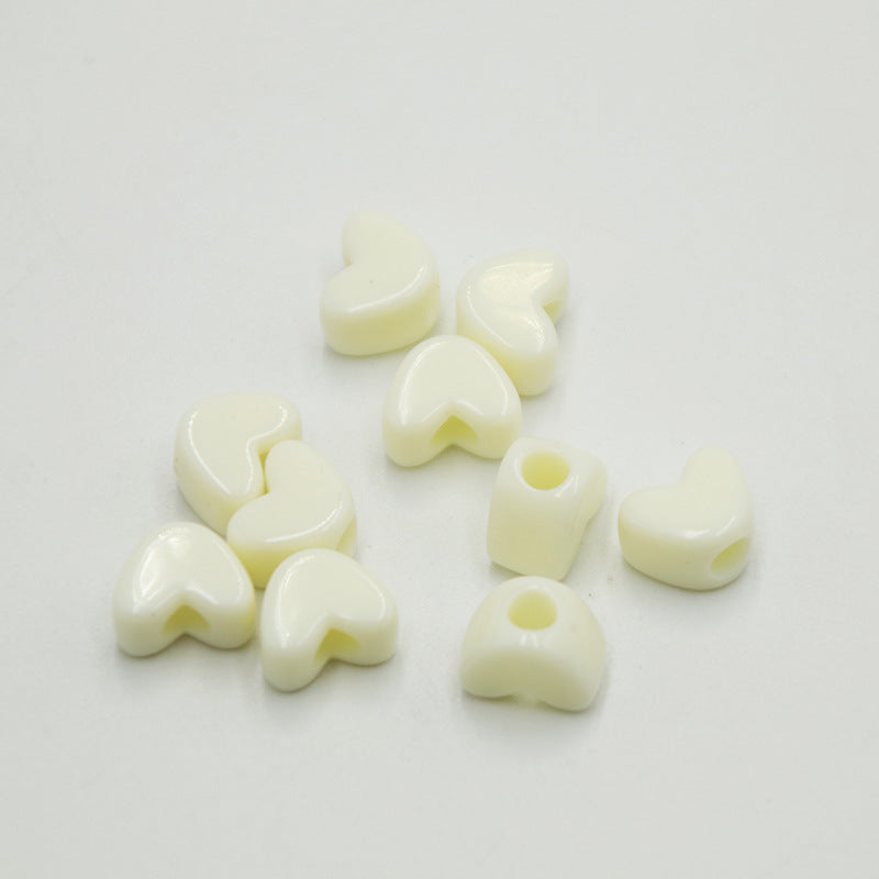 Macaron Colored Heart Acrylic Beads 12mm Large Hole Pastel 100pcs 7