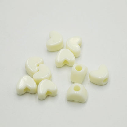 Macaron Colored Heart Acrylic Beads 12mm Large Hole Pastel 100pcs 7