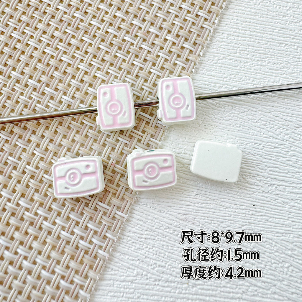 Camera Milk Carton Painted Metal Beads Glossy Enamel 20pcs 6
