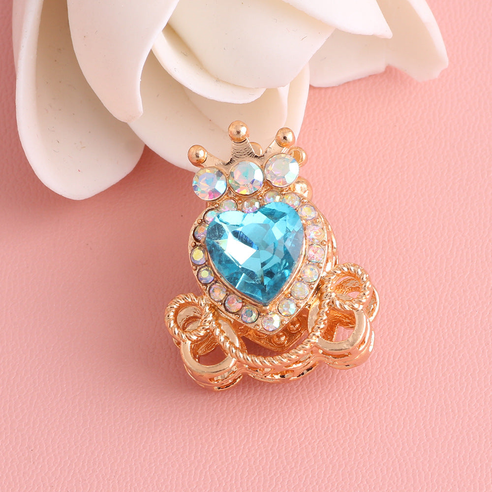 Heart Pumpkin Carriage Rhinestone Beads 28mm Alloy Pave Multi Color 5pcs 17