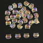 Plating Flat Cat Head Glass Beads 8mm x 10mm Iridescent Colors 30pcs 21