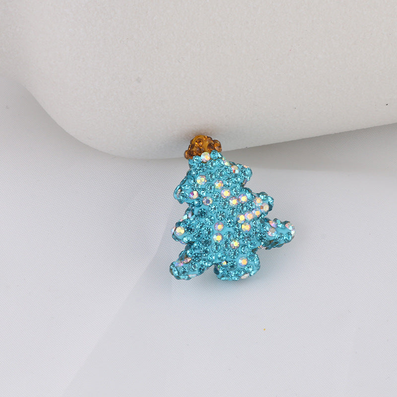 Polymer Clay Christmas Tree Rhinestone Beads 27mm Pre-Lit 2pcs 10