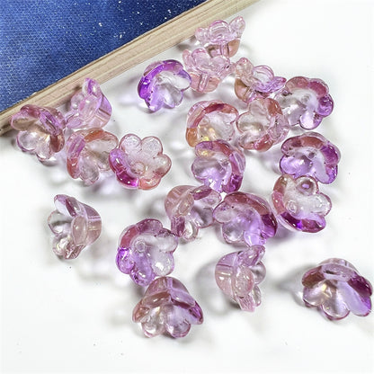 Wind Chime Flower Glass Beads 12mm Transparent Pink 50pcs 34