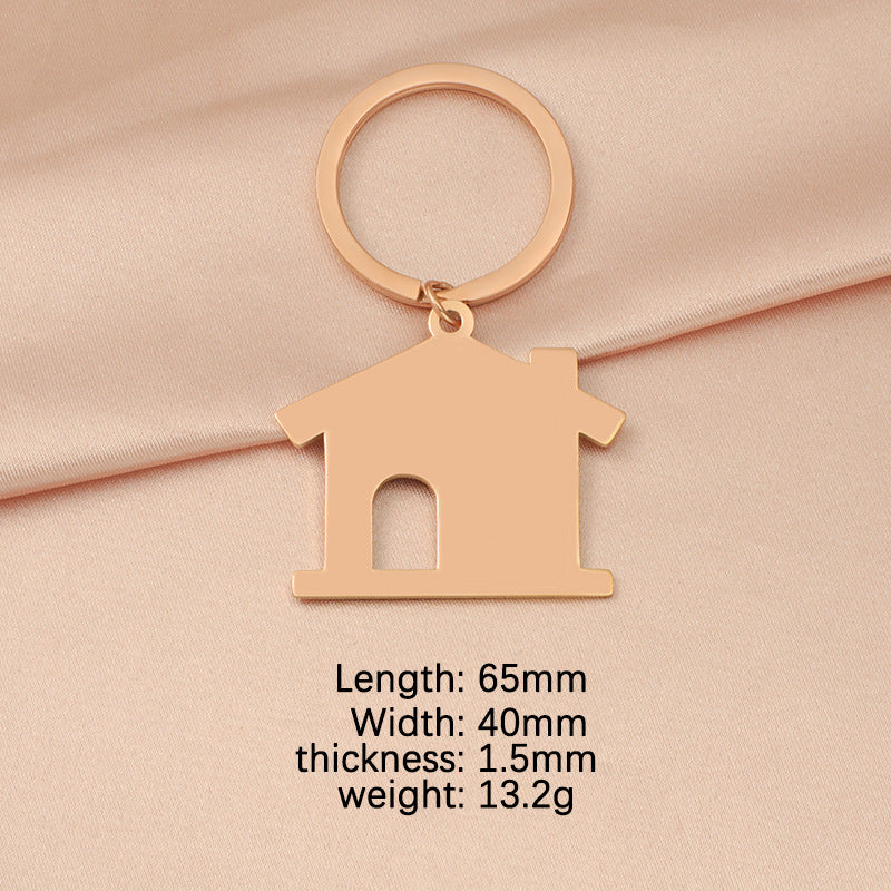 Creative Stainless Steel House Shape Keychain Silver Gold Rose Gold 8
