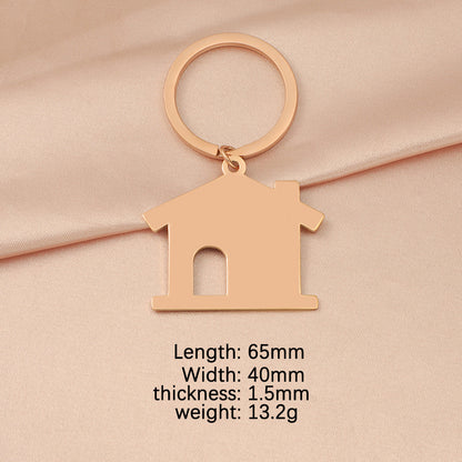 Creative Stainless Steel House Shape Keychain Silver Gold Rose Gold 8