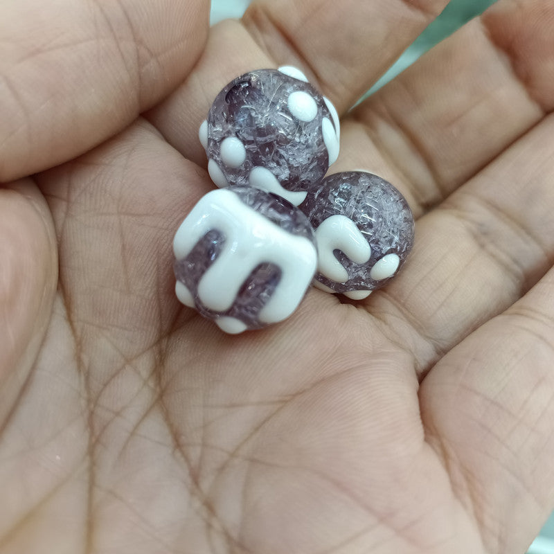 Hand Painted Round Acrylic Beads 16mm Crackle Texture 100pcs 7