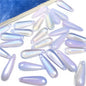 Long Teardrop Glass Beads 22mm Pale Blue Glossy 20pcs 12