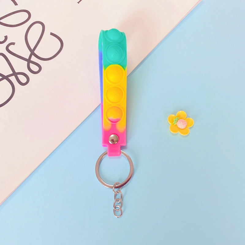 PVC Soft Rubber Bubble Wristlet Keychain Pastel Tie Dye Colors 9
