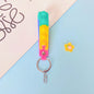 PVC Soft Rubber Bubble Wristlet Keychain Pastel Tie Dye Colors 9