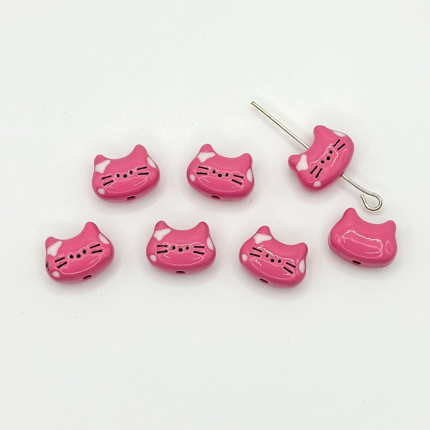 Kitten Metal Beads 12mm Baking Painted Colorful 10pcs 12