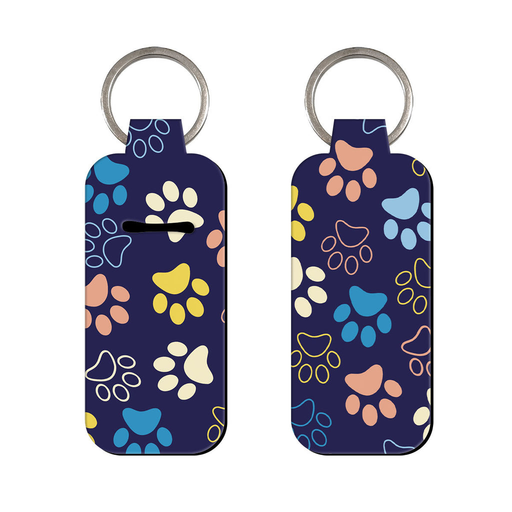 Paw Print Chapstick Holder Neoprene Functional Keychain 3pcs 5