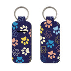Paw Print Chapstick Holder Neoprene Functional Keychain 3pcs 5