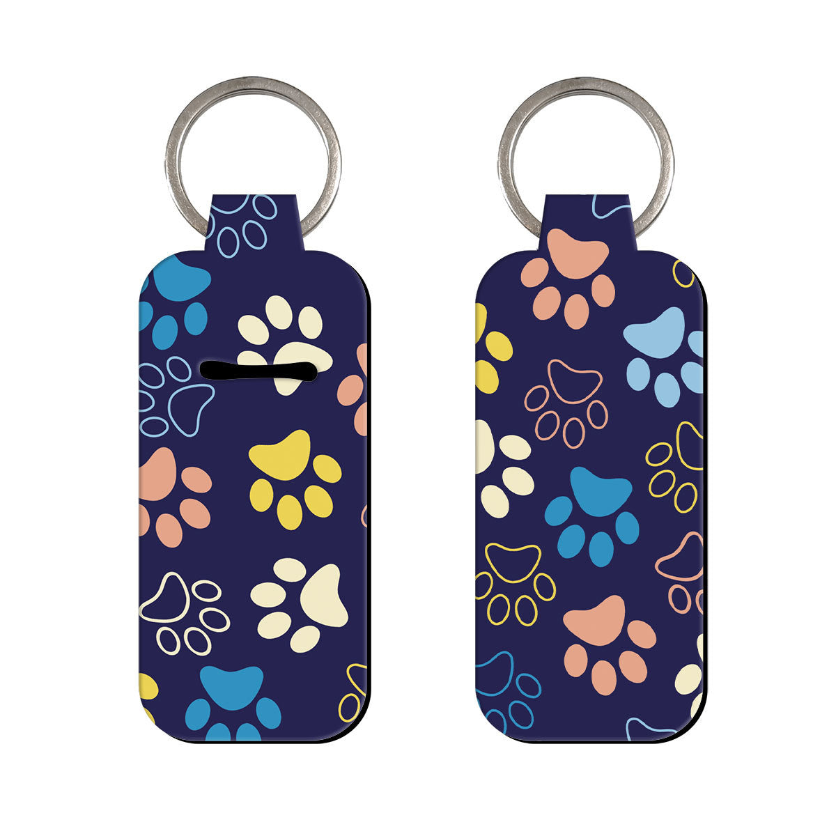Paw Print Chapstick Holder Neoprene Functional Keychain 3pcs 5
