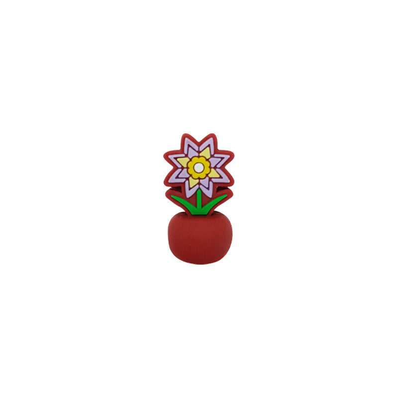 Silicone 3D Focal Beads Colorful Potted Plant Detailed Floral Design 20pcs 8