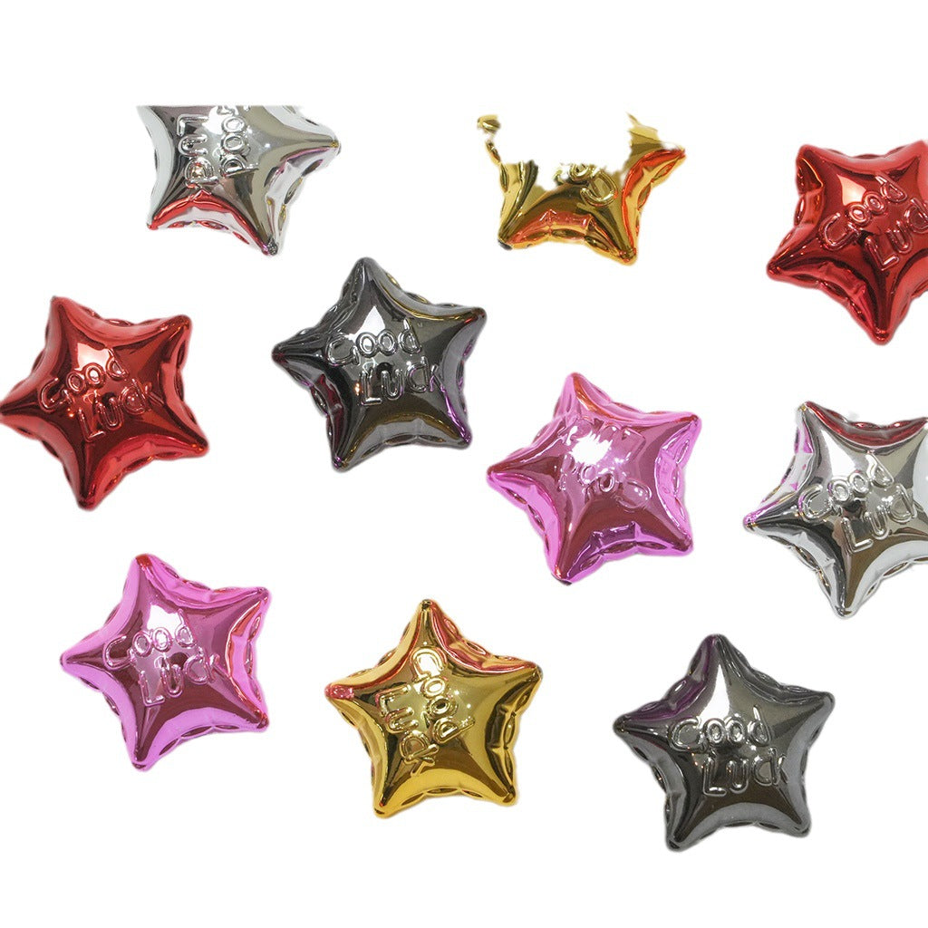 UV Plating Balloon Shaped Star Acrylic Beads 25mm Metal Colored 50pcs 5
