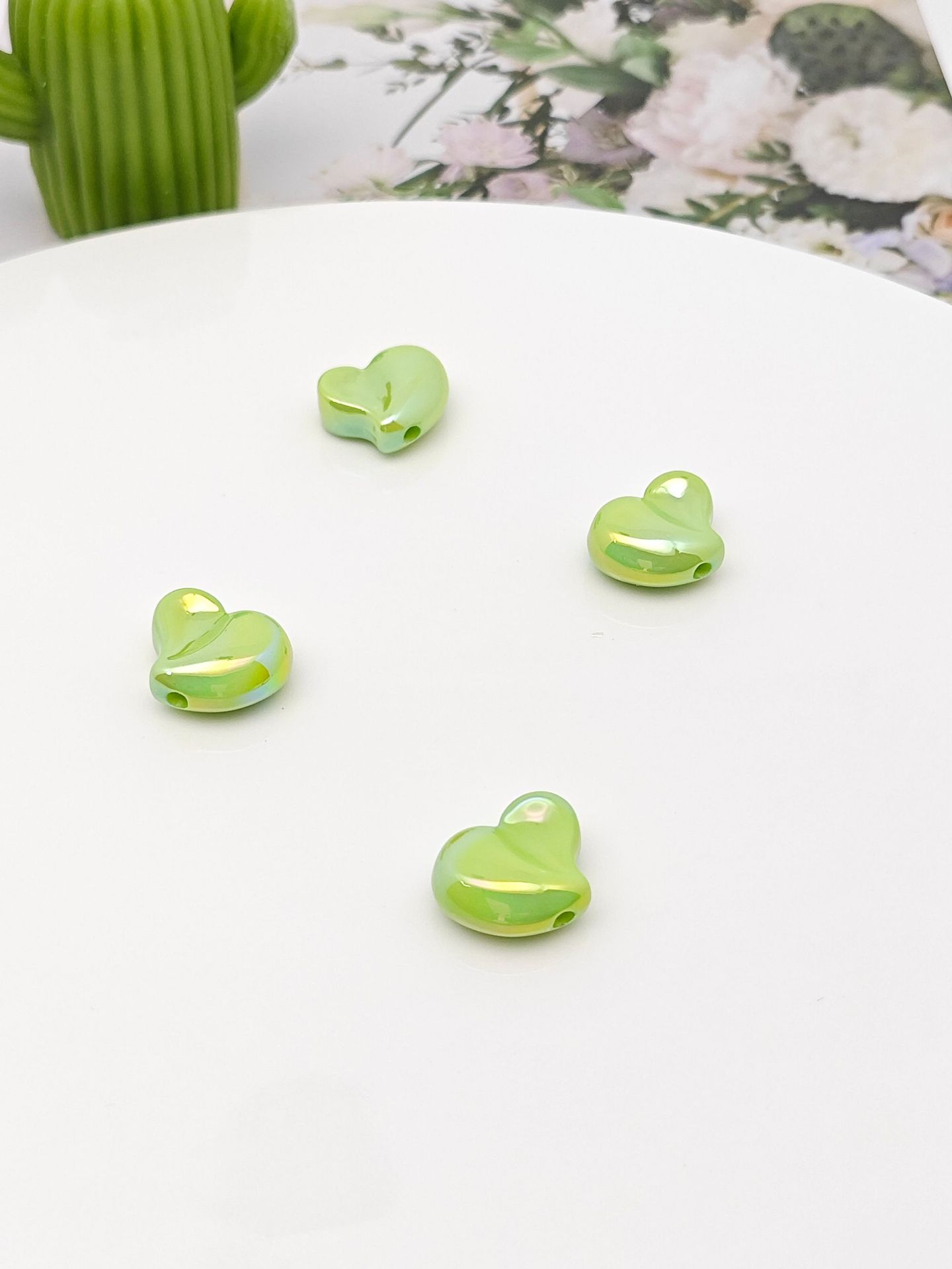 Plating Irregular Heart Acrylic Beads 17x20mm Colorful Mixed 100pcs 12